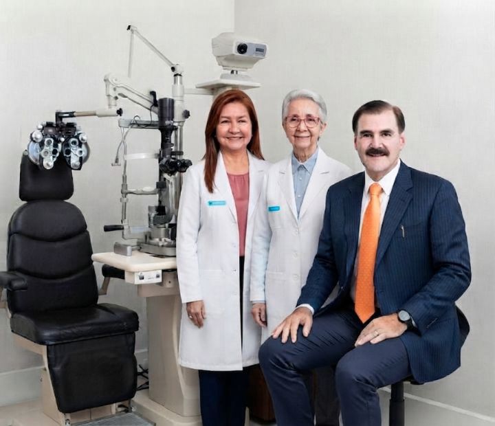 Equipo de especialistas en oftalmología de Clínica Láser de Ojos en Medellín realizando una consulta